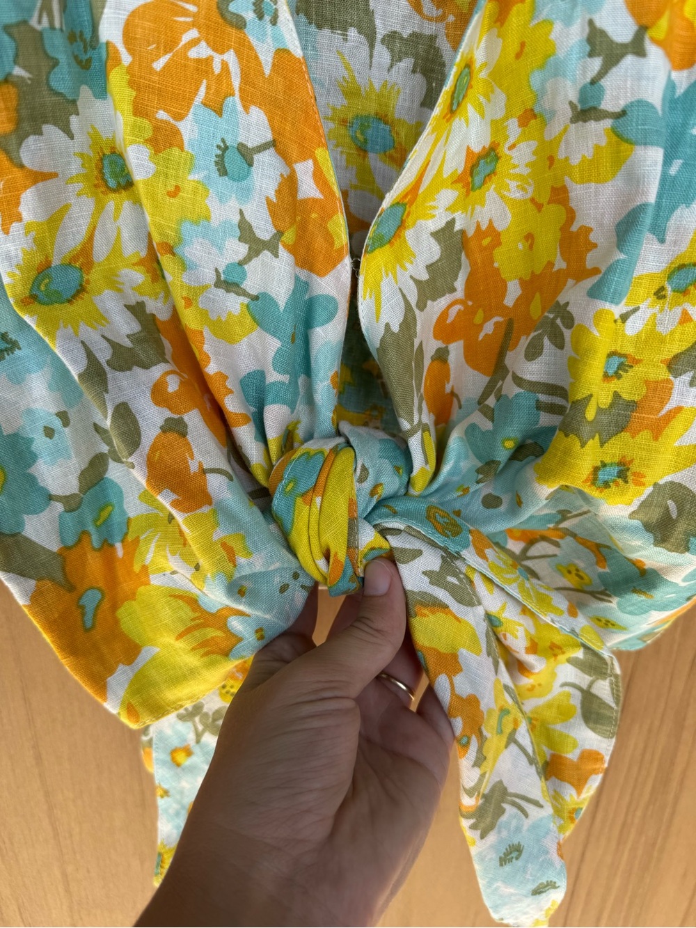 Anthropologie Faithfull the Brand 100% Linen Floral Tie-Front Blouse - Picture 6 of 8